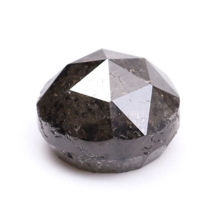 Round Rose Cut Natural Salt and Pepper Diamond