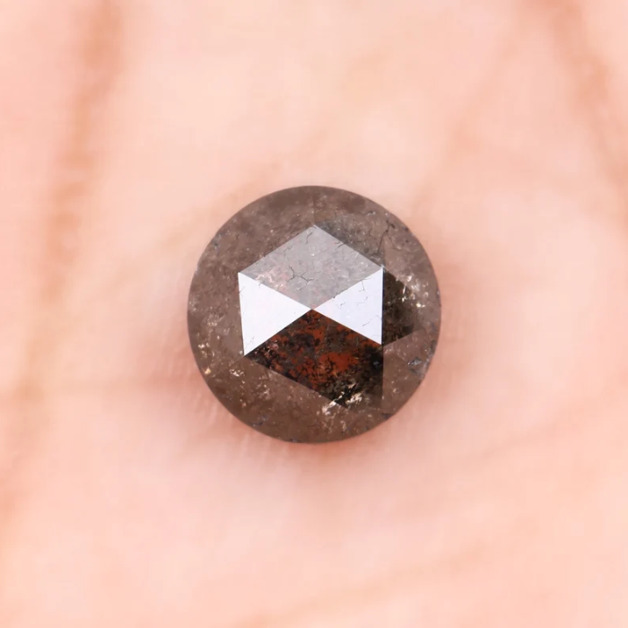 Round Rose Cut Natural Salt and Pepper Diamond