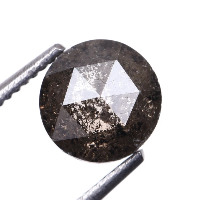 Round Rose Cut Natural Salt and Pepper Diamond