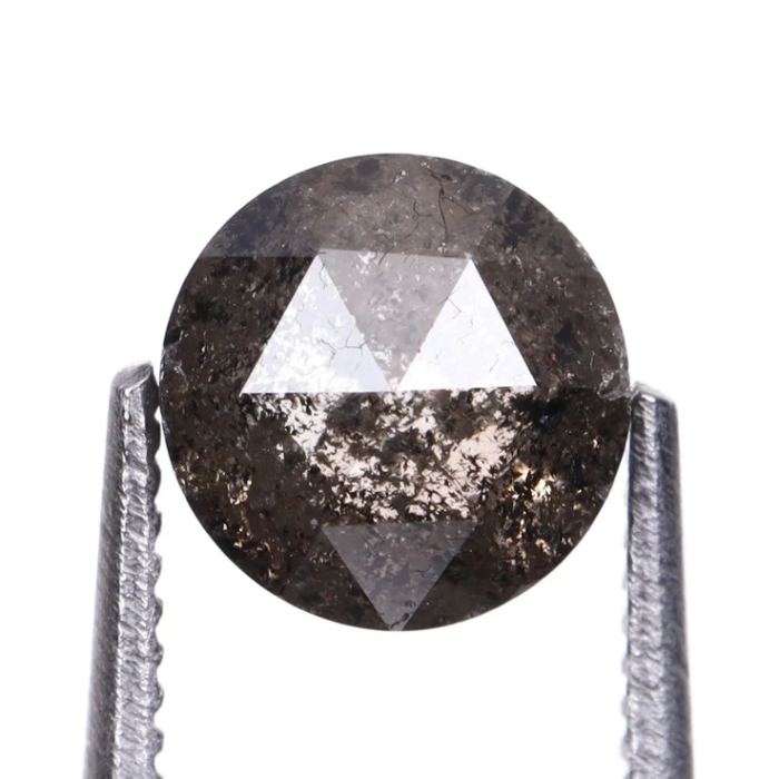 Round Rose Cut Natural Salt and Pepper Diamond