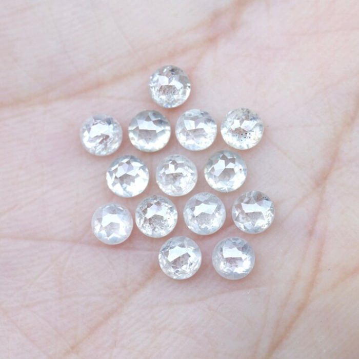 Round Rose Cut Natural White Earth Mined Diamond