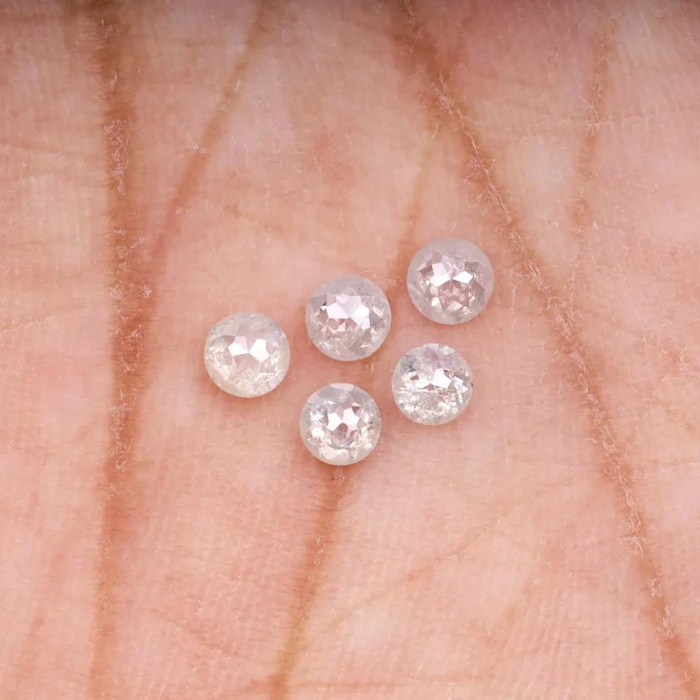 Round Rose Cut Natural White Earth Mined Diamond - Minimal Carbon