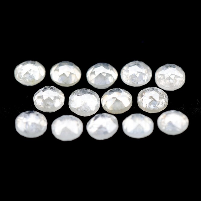 Round Rose Cut Natural White Earth Mined Diamond