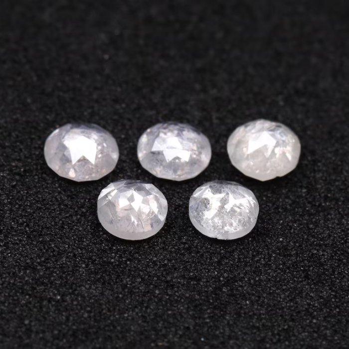 Round Rose Cut Natural White Earth Mined Diamond - Minimal Carbon