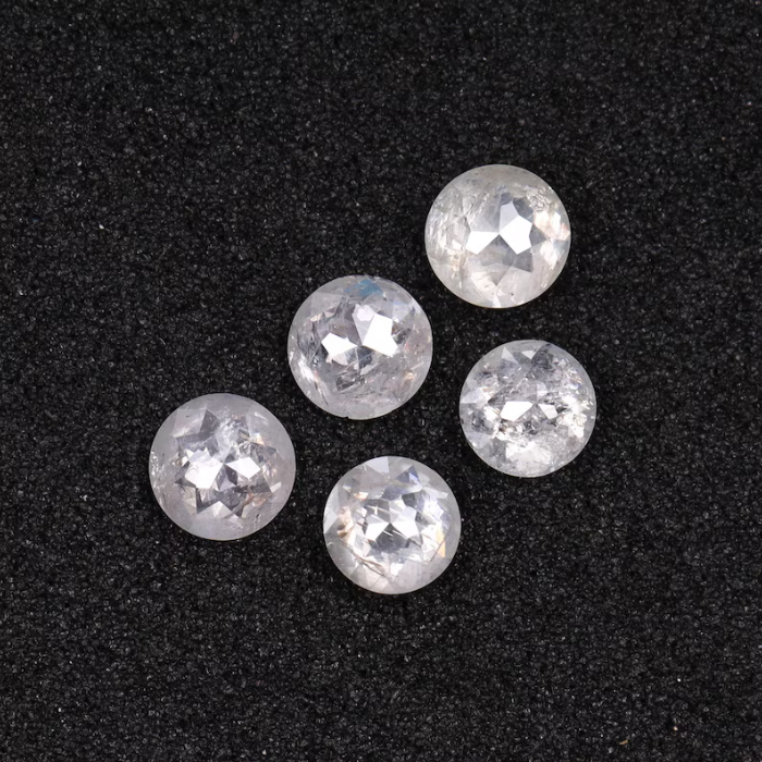 Round Rose Cut Natural White Earth Mined Diamond - Minimal Carbon
