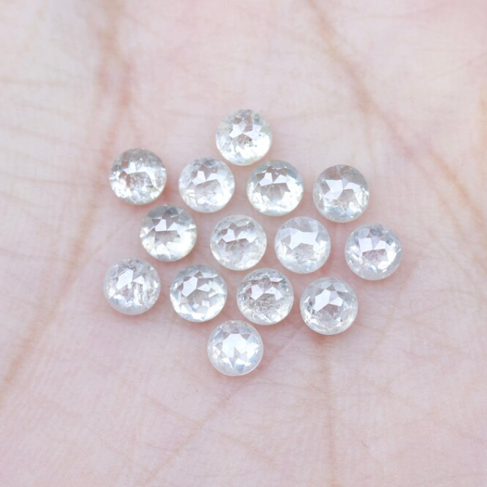 Round Rose Cut Natural White Earth Mined Diamond