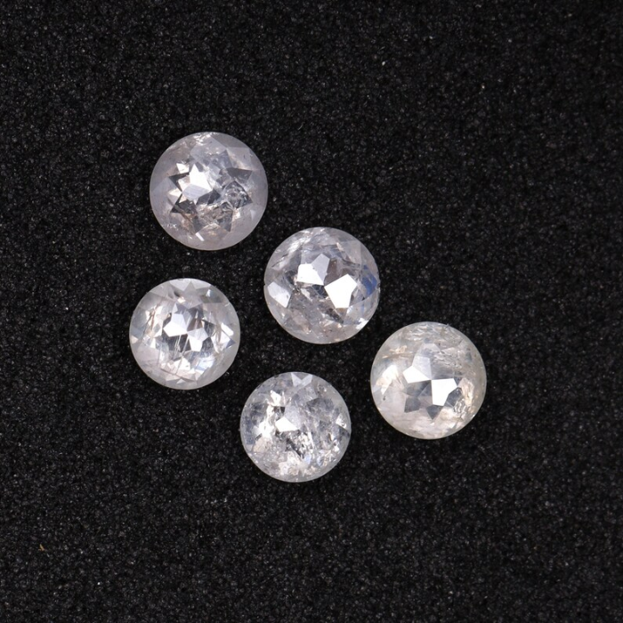 Round Rose Cut Natural White Earth Mined Diamond - Minimal Carbon