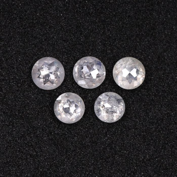 Round Rose Cut Natural White Earth Mined Diamond - Minimal Carbon
