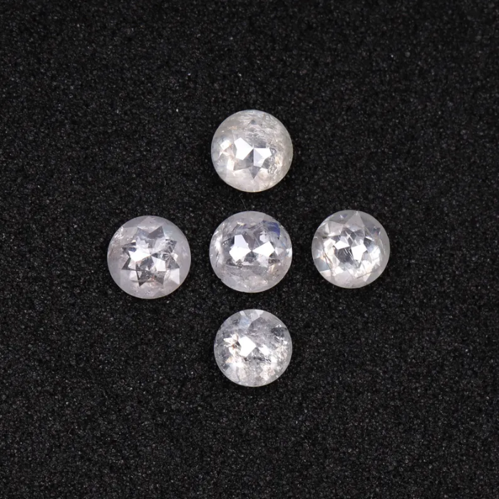 Round Rose Cut Natural White Earth Mined Diamond - Minimal Carbon