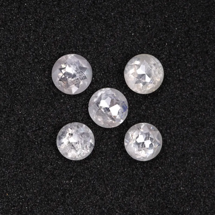 Round Rose Cut Natural White Earth Mined Diamond - Minimal Carbon