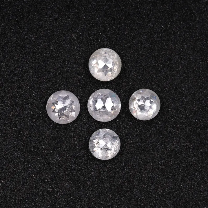 Round Rose Cut Natural White Earth Mined Diamond - Minimal Carbon