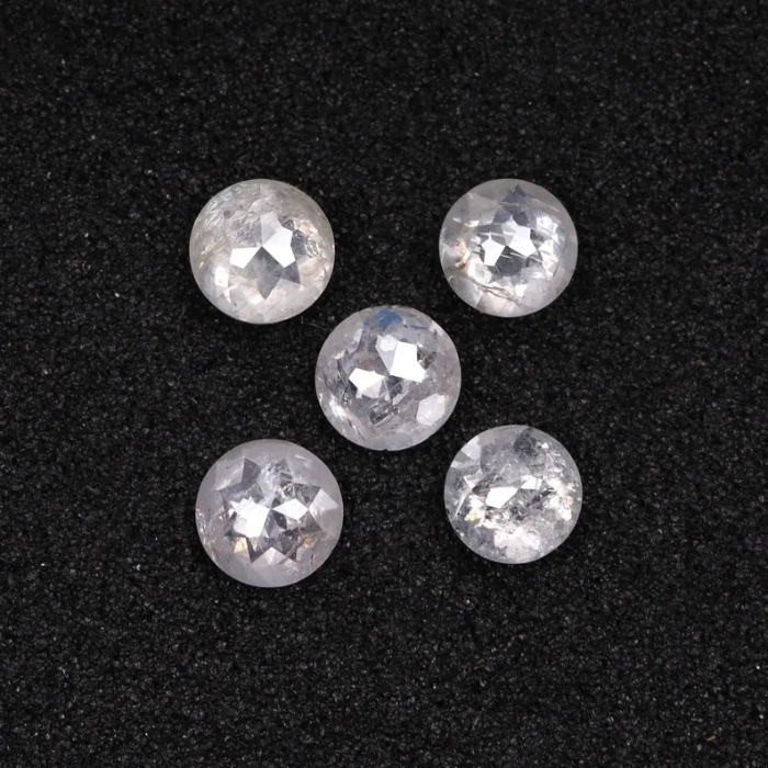 Round Rose Cut Natural White Earth Mined Diamond - Minimal Carbon