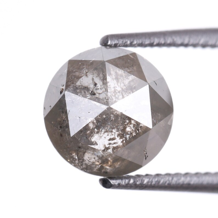 Round Rose Cut Salt And Pepper Natural Diamond