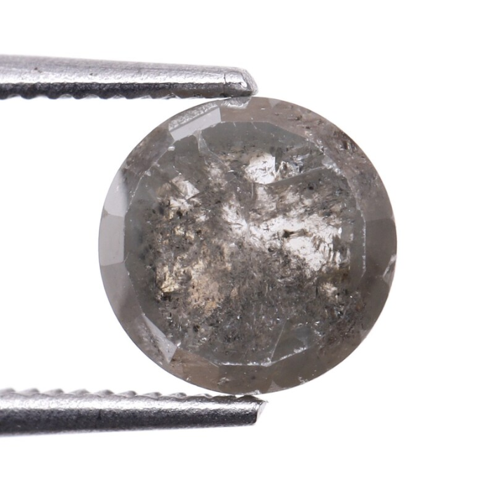 Round Rose Cut Salt And Pepper Natural Diamond