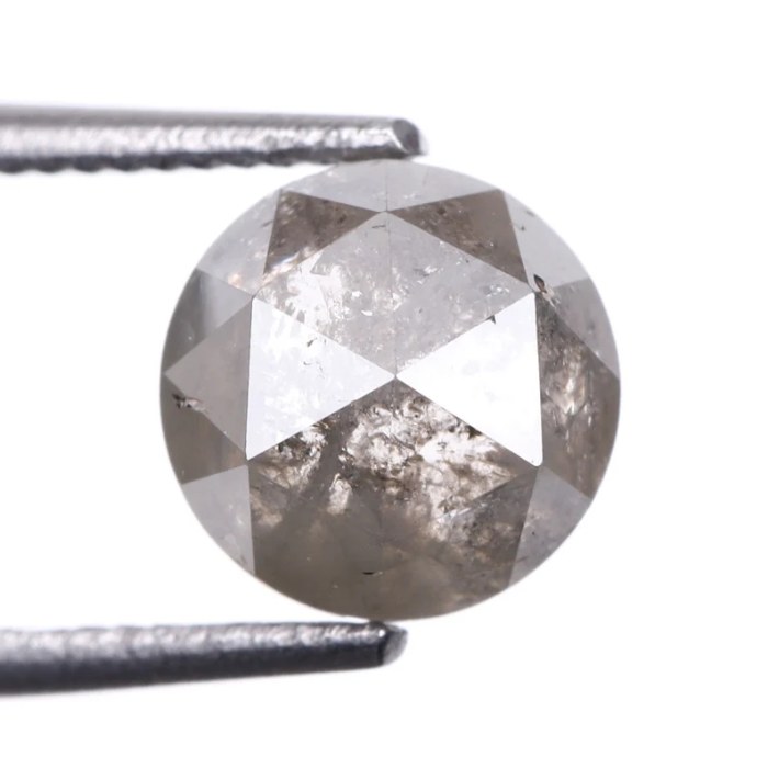 Round Rose Cut Salt And Pepper Natural Diamond