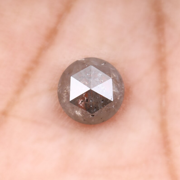 Round Rose Cut Salt And Pepper Natural Diamond
