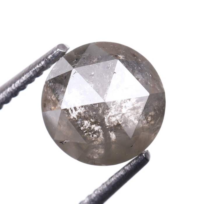 Round Rose Cut Salt And Pepper Natural Diamond