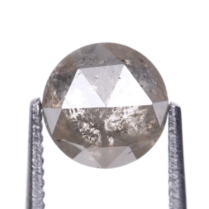 Round Rose Cut Salt And Pepper Natural Diamond