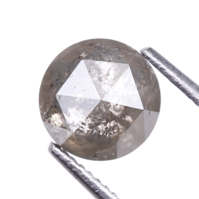 Round Rose Cut Salt And Pepper Natural Diamond