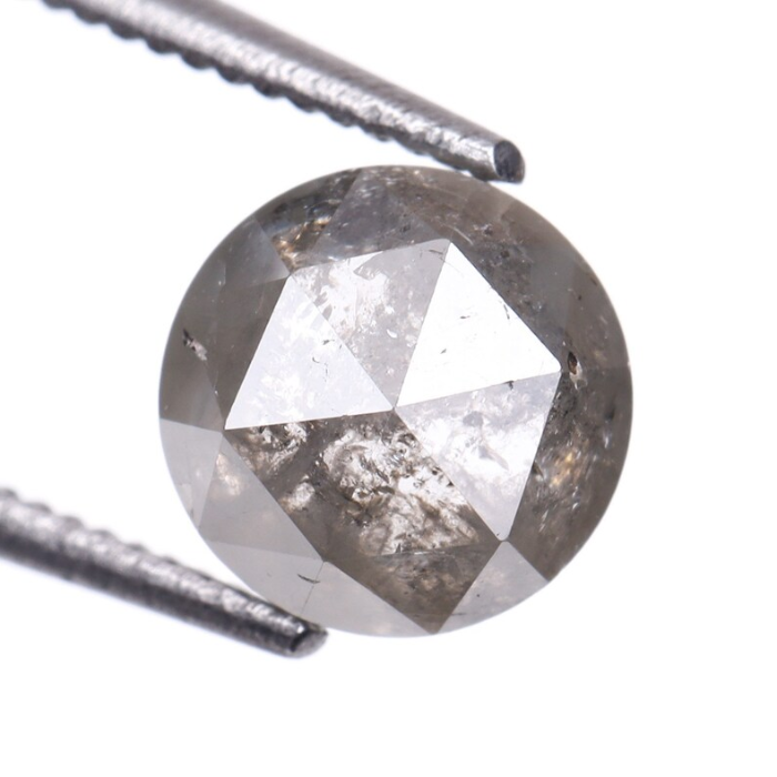 Round Rose Cut Salt And Pepper Natural Diamond