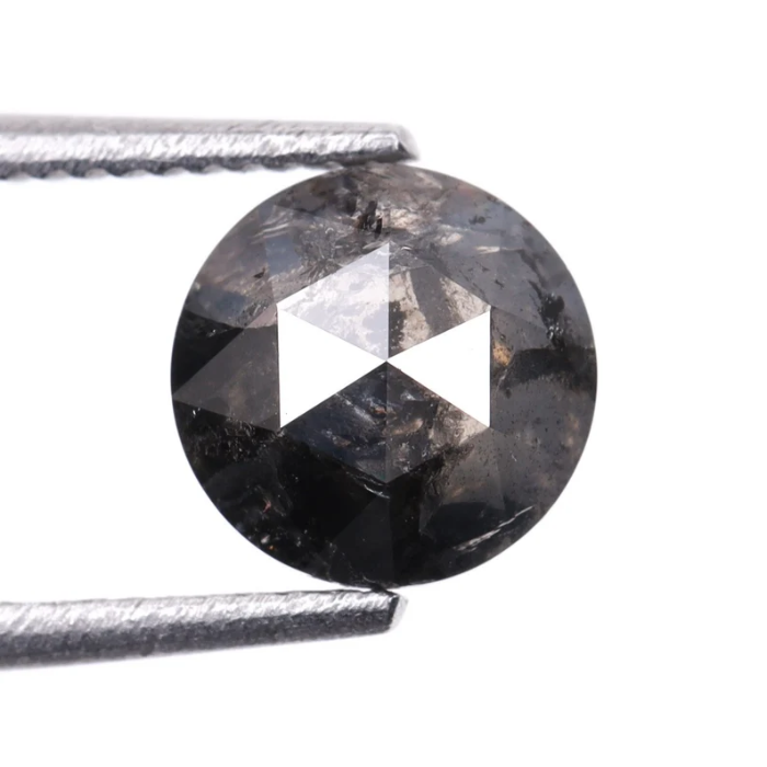 Round Rose Cut Salt And Pepper Natural Loose Diamond