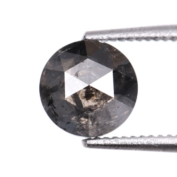 Round Rose Cut Salt And Pepper Natural Loose Diamond