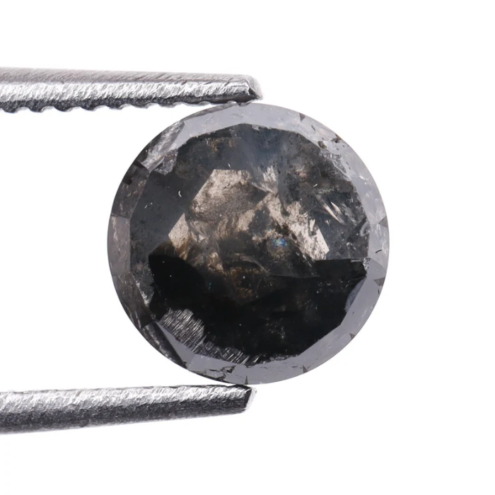 Round Rose Cut Salt And Pepper Natural Loose Diamond