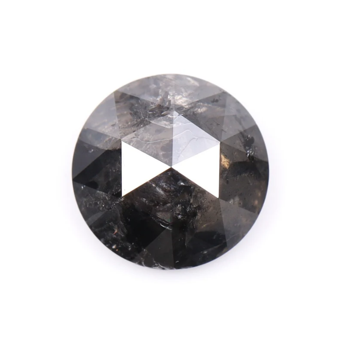 Round Rose Cut Salt And Pepper Natural Loose Diamond
