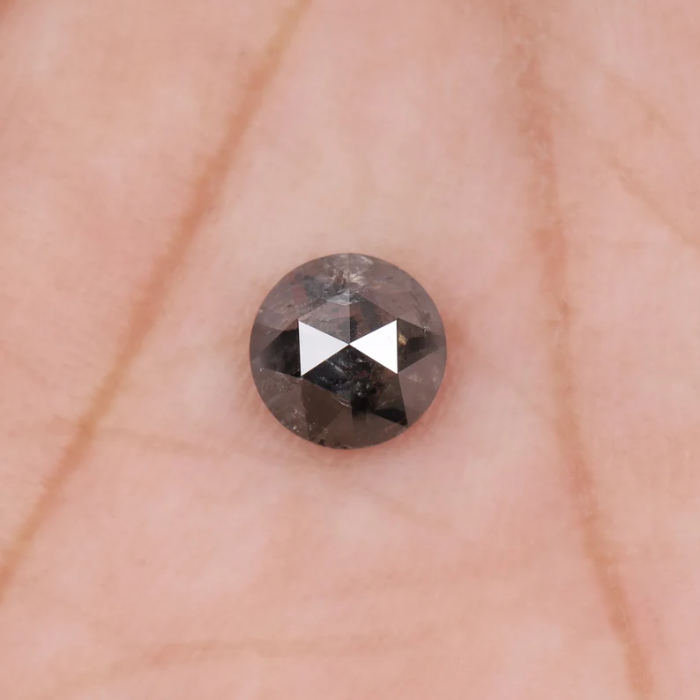 Round Rose Cut Salt And Pepper Natural Loose Diamond