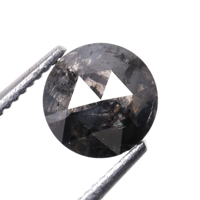 Round Rose Cut Salt And Pepper Natural Loose Diamond