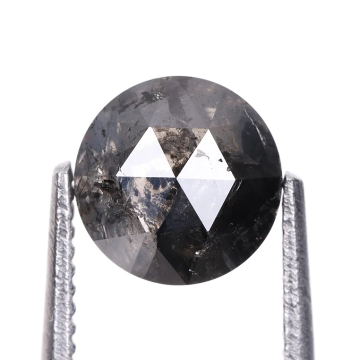 Round Rose Cut Salt And Pepper Natural Loose Diamond