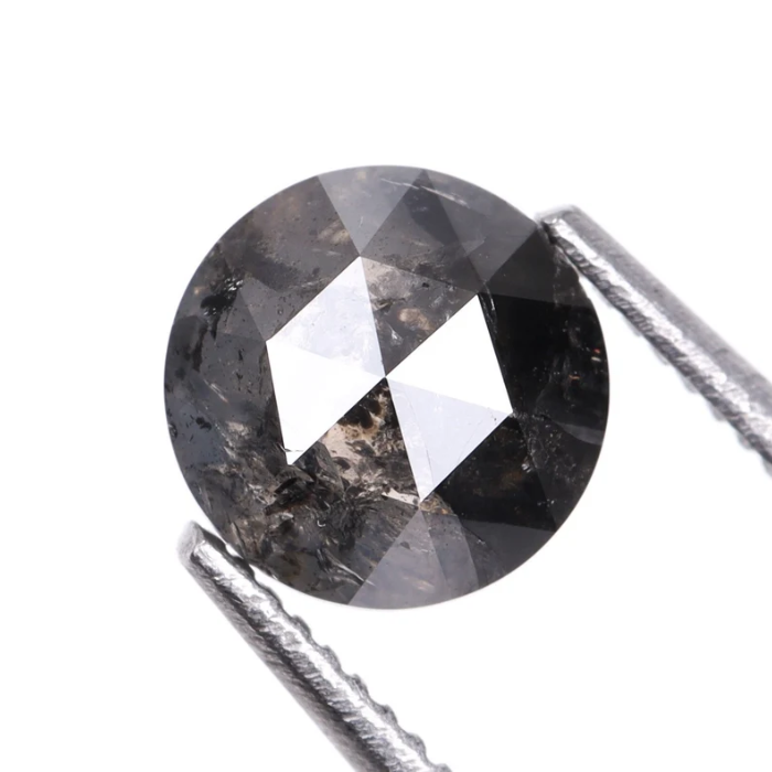 Round Rose Cut Salt And Pepper Natural Loose Diamond