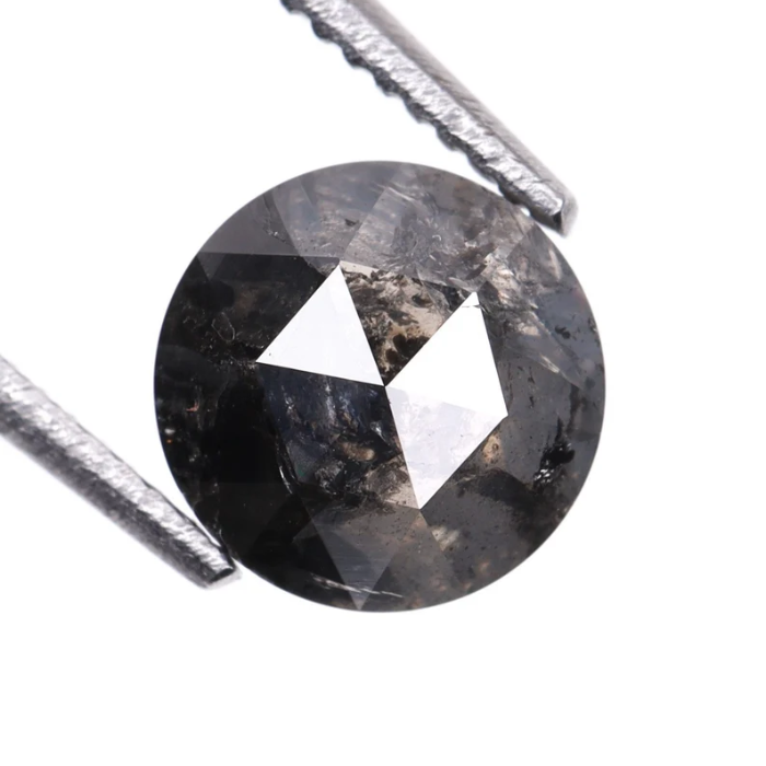 Round Rose Cut Salt And Pepper Natural Loose Diamond