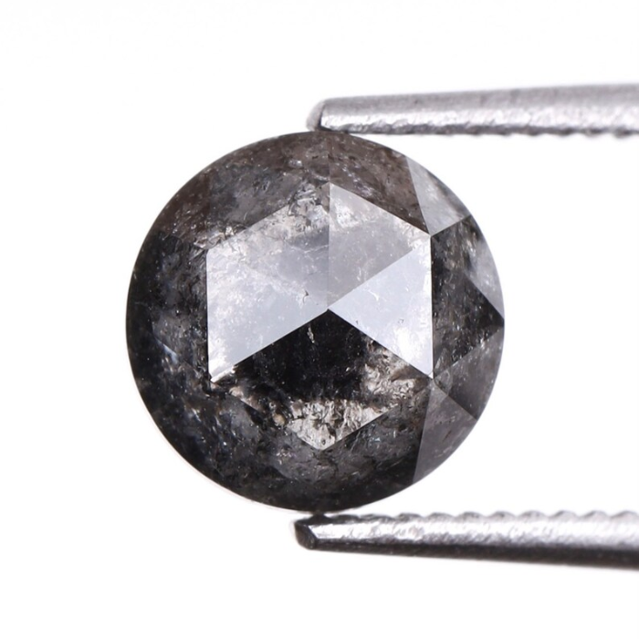 Round Rose Cut Salt and Pepper Natural Diamond