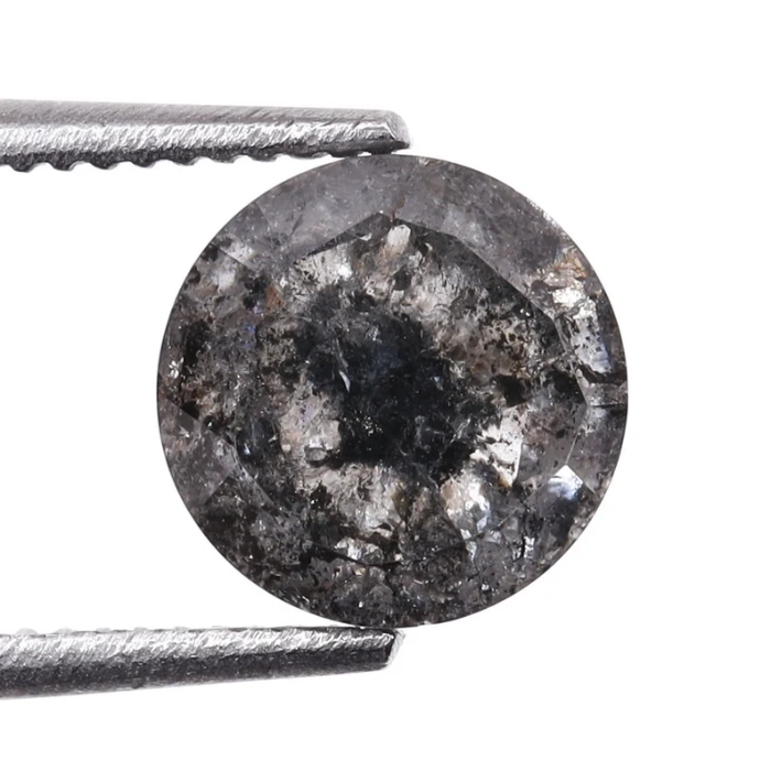 Round Rose Cut Salt and Pepper Natural Diamond