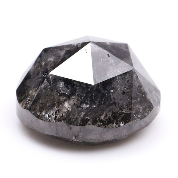Round Rose Cut Salt and Pepper Natural Diamond