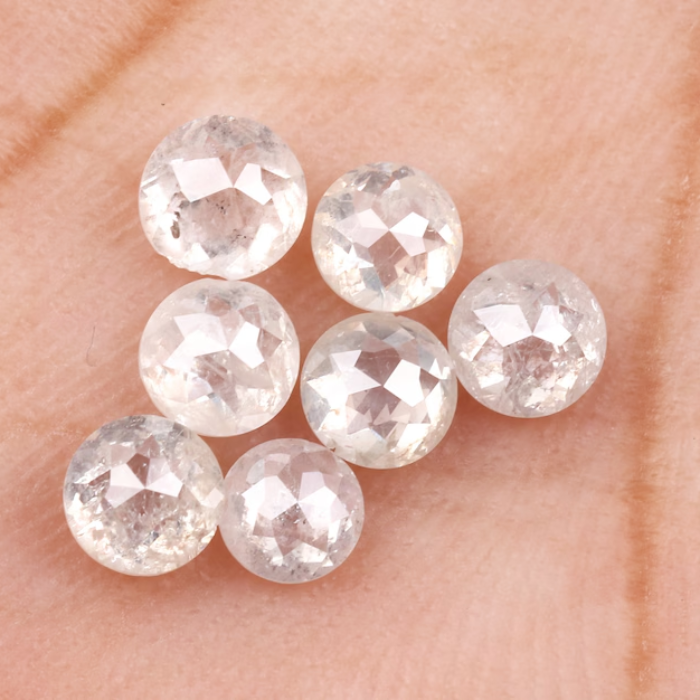 Round Rose Cut White Loose Natural Earth Mined Diamond - Minimal Carbon