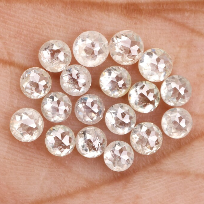 Round Rose Cut White Loose Natural Earth Mined Diamond - Minimal Carbon