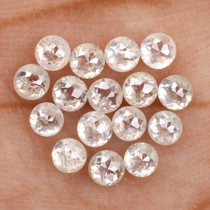 Round Rose Cut White Loose Natural Earth Mined Diamond - Minimal Carbon
