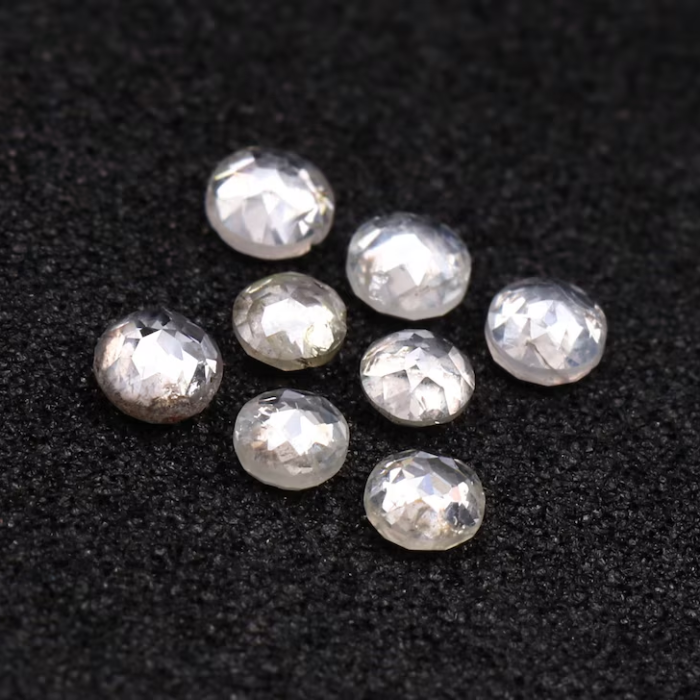 Round Rose Cut White Milky Natural Earth Mined Diamond