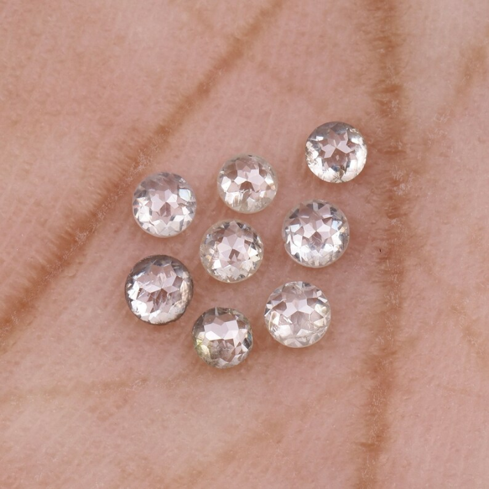 Round Rose Cut White Milky Natural Earth Mined Diamond