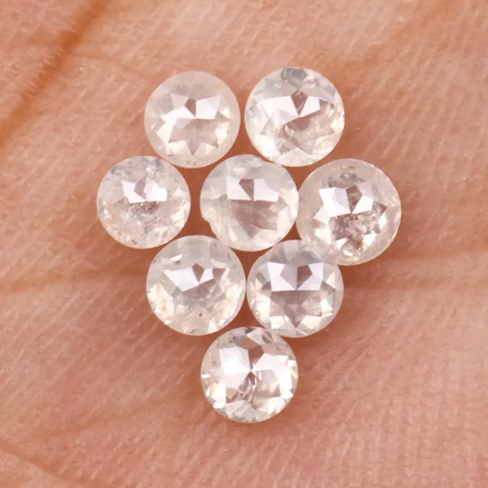 Round Rose Cut White Natural Earth Mined Diamond - Minimal Carbon