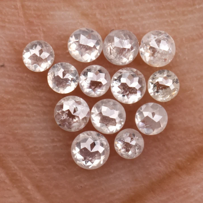 Round Rose Cut White Natural Earth Mined Diamond