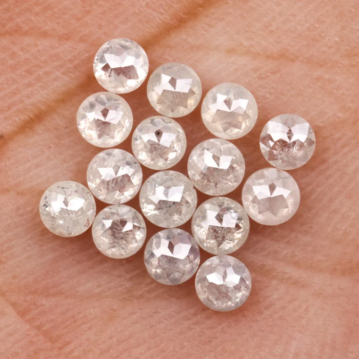 Round Rose Cut White Natural Earth Mined Diamond - Minimal Carbon