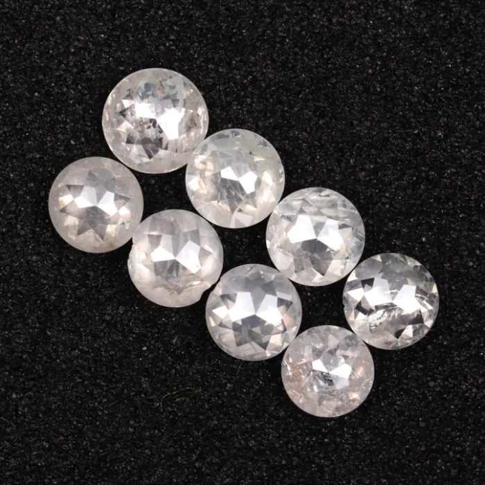 Round Rose Cut White Natural Earth Mined Diamond - Minimal Carbon