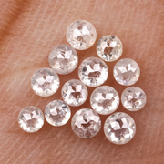 Round Rose Cut White Natural Earth Mined Diamond