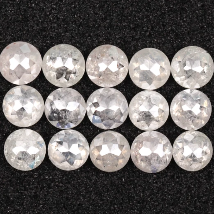 Round Rose Cut White Natural Earth Mined Diamond - Minimal Carbon