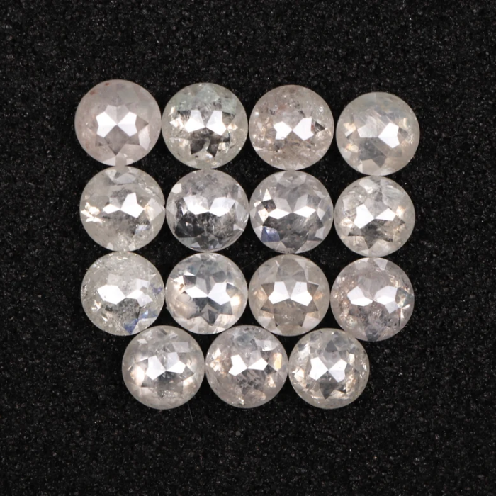 Round Rose Cut White Natural Earth Mined Diamond - Minimal Carbon