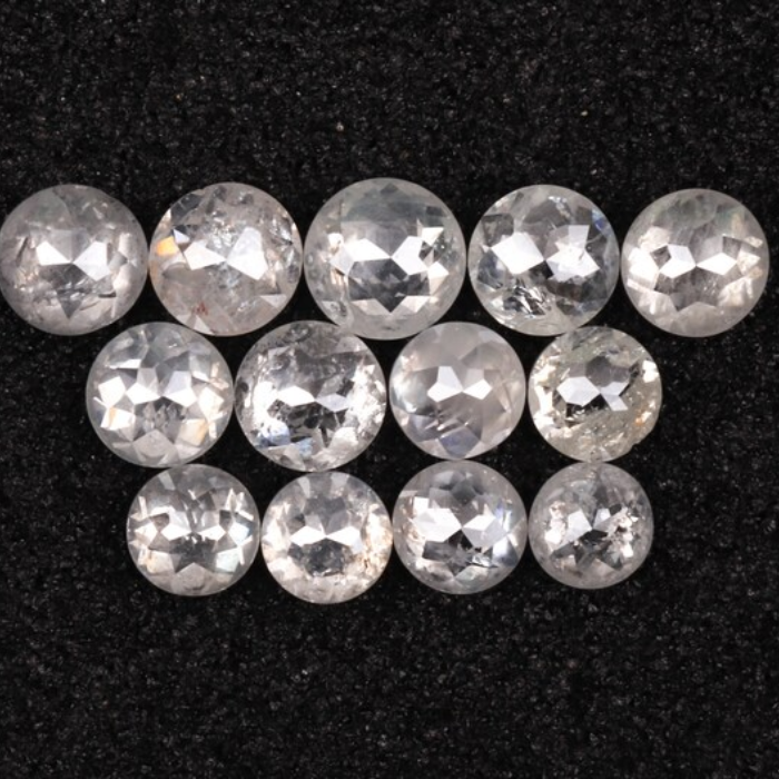Round Rose Cut White Natural Earth Mined Diamond