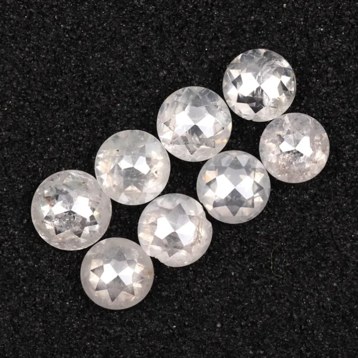Round Rose Cut White Natural Earth Mined Diamond - Minimal Carbon